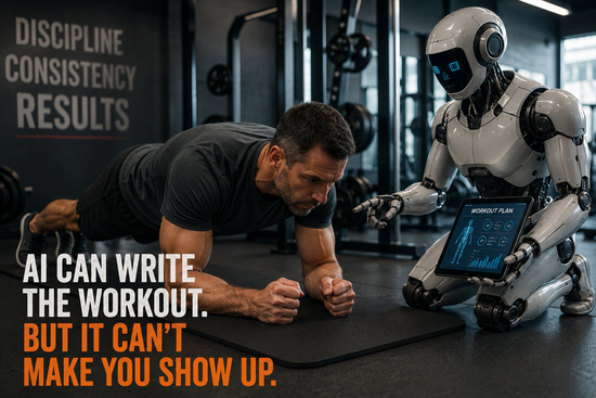 AI workout plan compared to a personal trainer coaching strength training in the gym