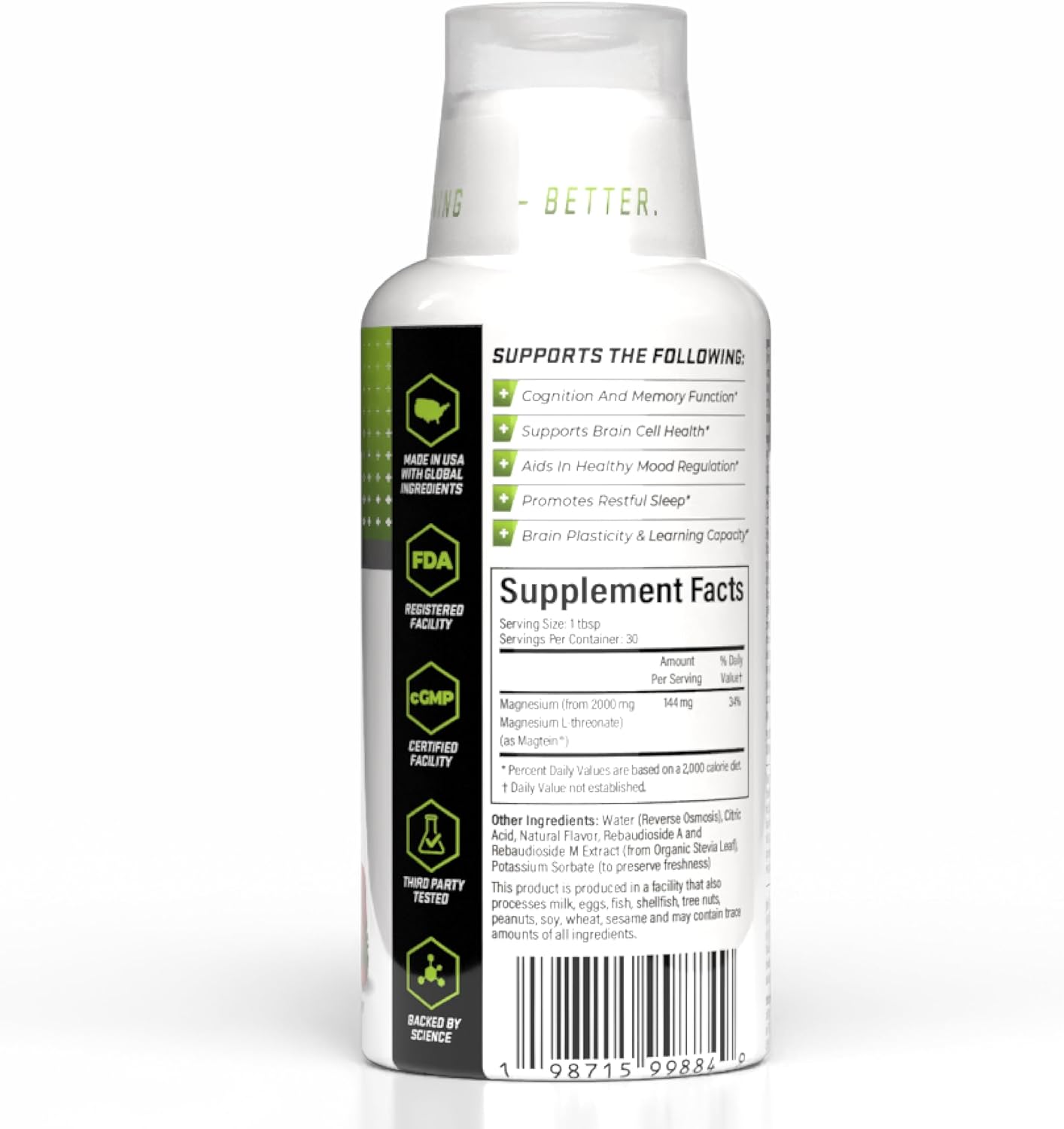 Magtein® Magnesium L-Threonate Liquid – Strawberry Lemon (30 Servings)