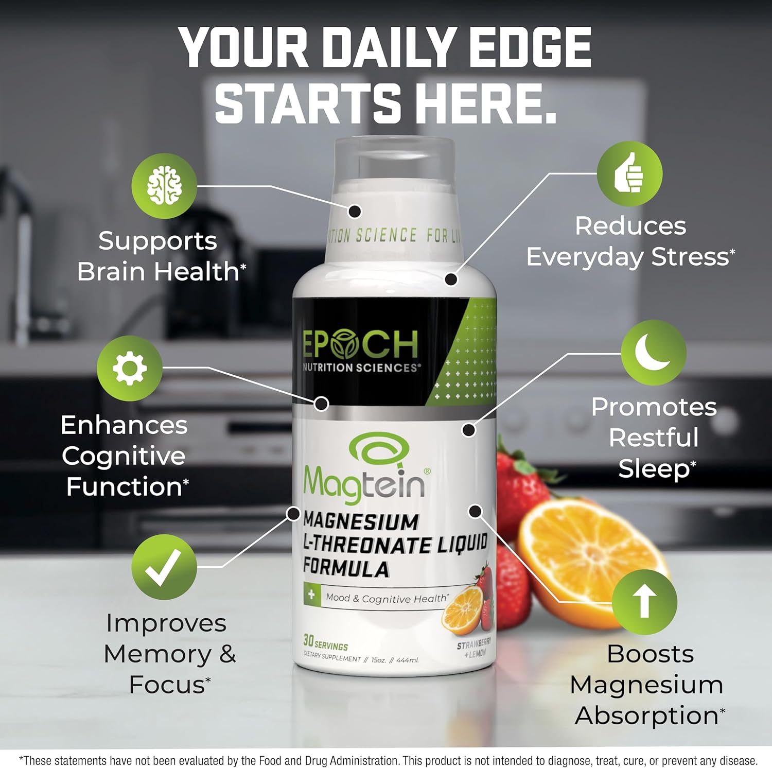 Magtein® Magnesium L-Threonate Liquid – Strawberry Lemon (30 Servings)